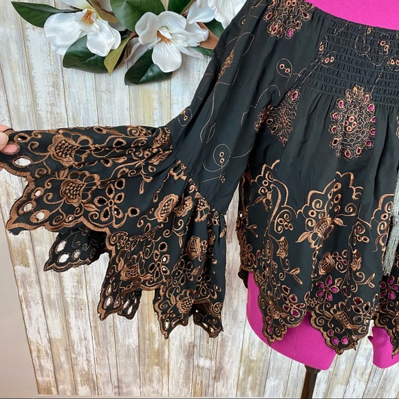 Eyelet Embroidered Off Shoulder Top - Picture 9 of 9